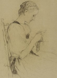 Sitting Girl Knitting